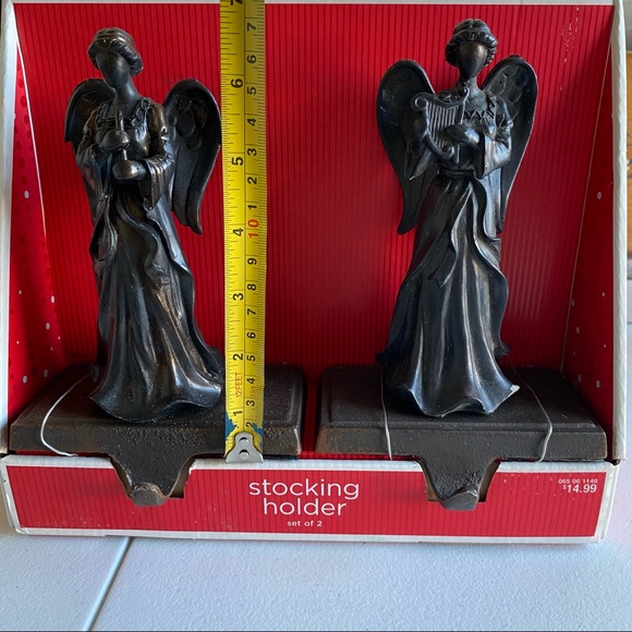 Angel Christmas Stocking Holder Set of Two (2) Bronze Color - Picture 13 of 13